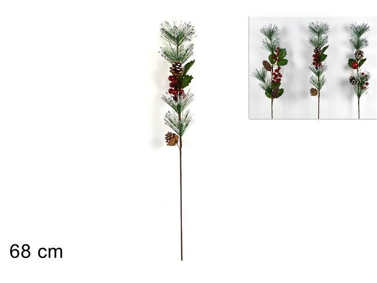 RAMO GLITTERATO C/PIGNE E BACCHE 68CM 3 ASS.XY17-1260/61/65Due Esse