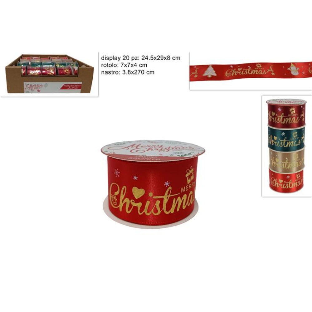 Nastro con Decoro Merry Christmas - 3,8x270cmDue Esse
