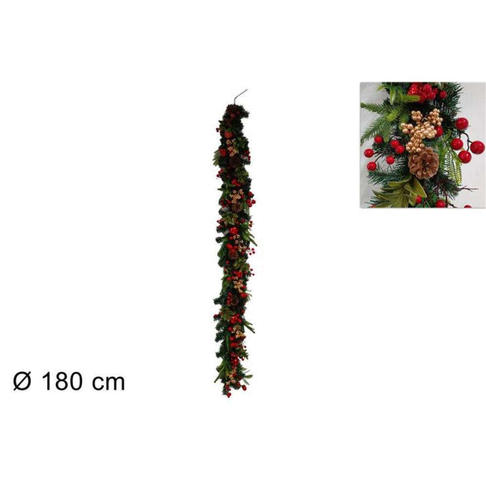 Ghirlanda con Bacche e Pigne L452486RG - 180cmDue Esse