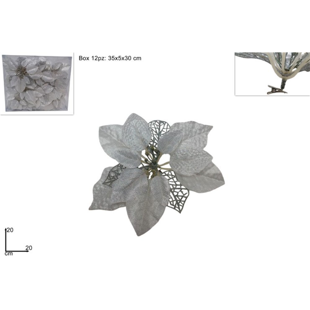 Poinsettia con Pinzetta 20cm - ArgentoDue Esse