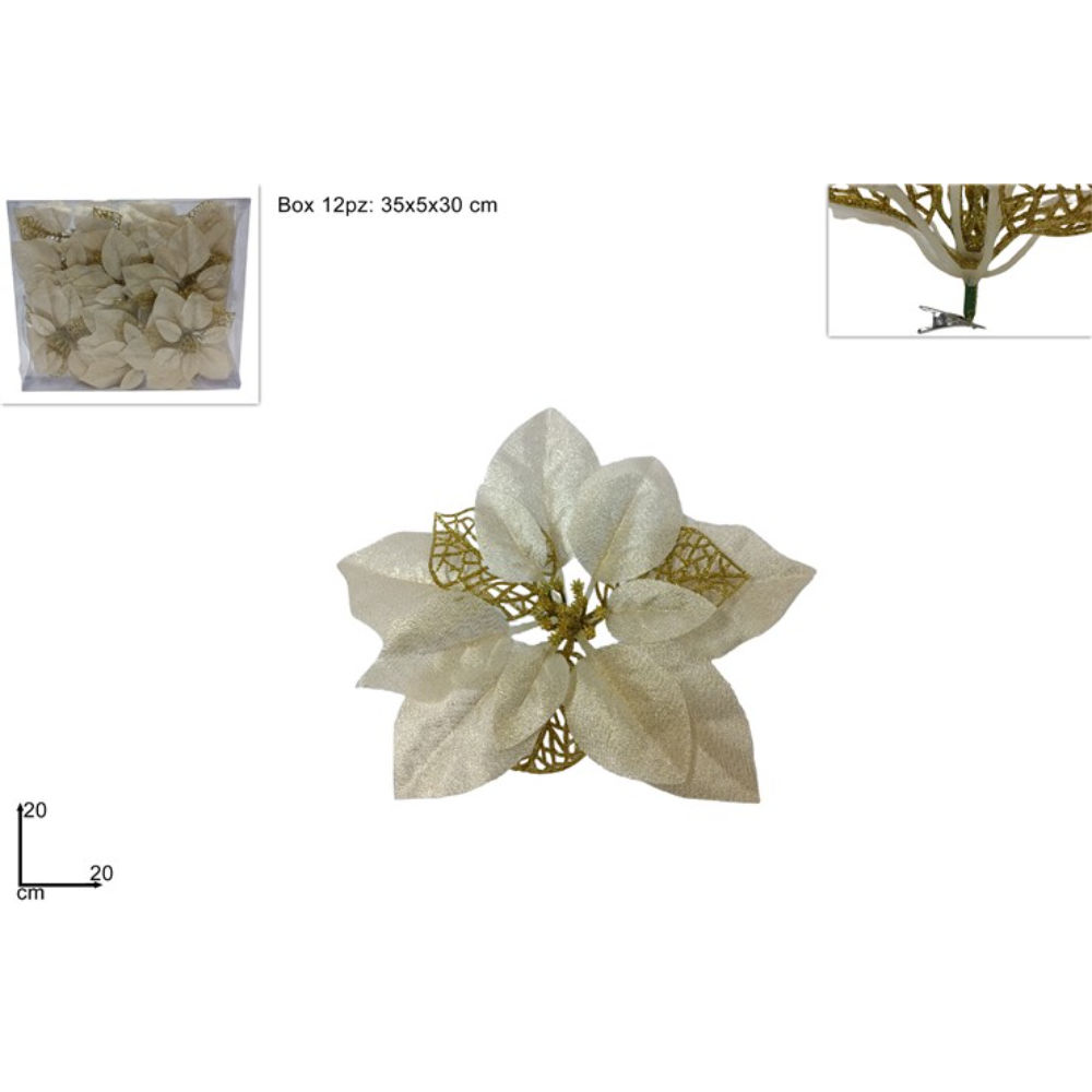 Poinsettia con Pinzetta 20cm - ChampagneDue Esse