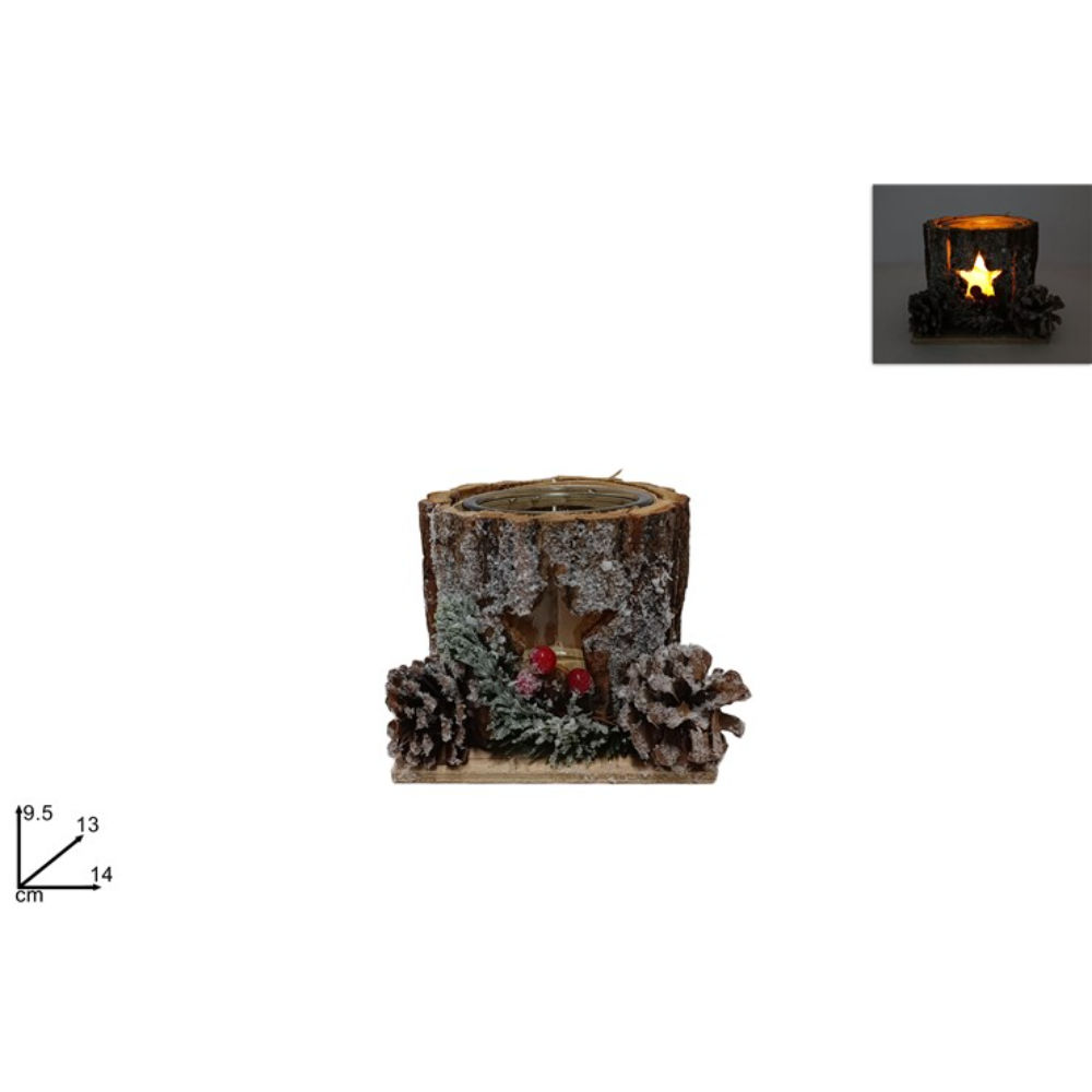 Portacandela a Tronco Natalizio - 1 PostoDue Esse