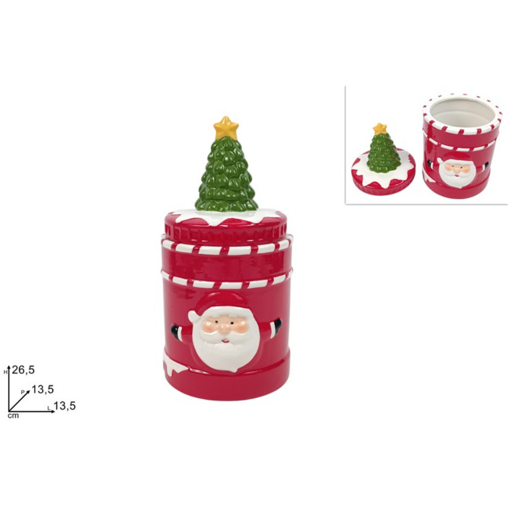 Barattolo Natalizio in Ceramica - Ø13,5x26,5cmDue Esse
