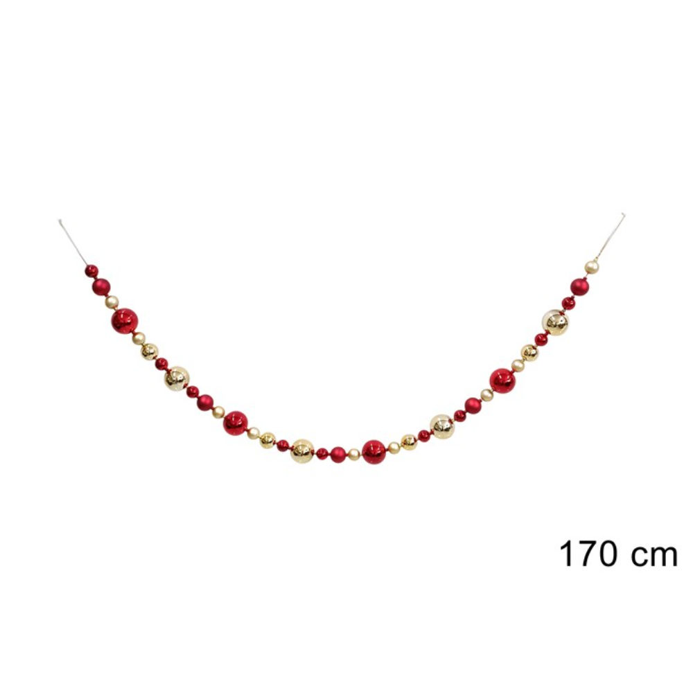 Ghirlanda con Palline Rosso/Oro DB25Q0011RG - 170cmDue Esse