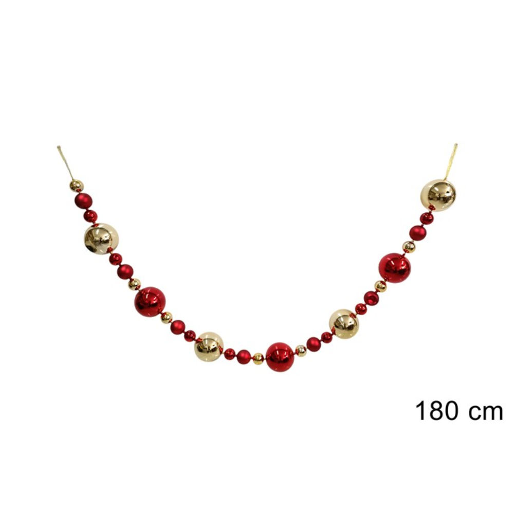 Ghirlanda con Palline Rosso/Oro DB25Q0012RG - 180cmDue Esse