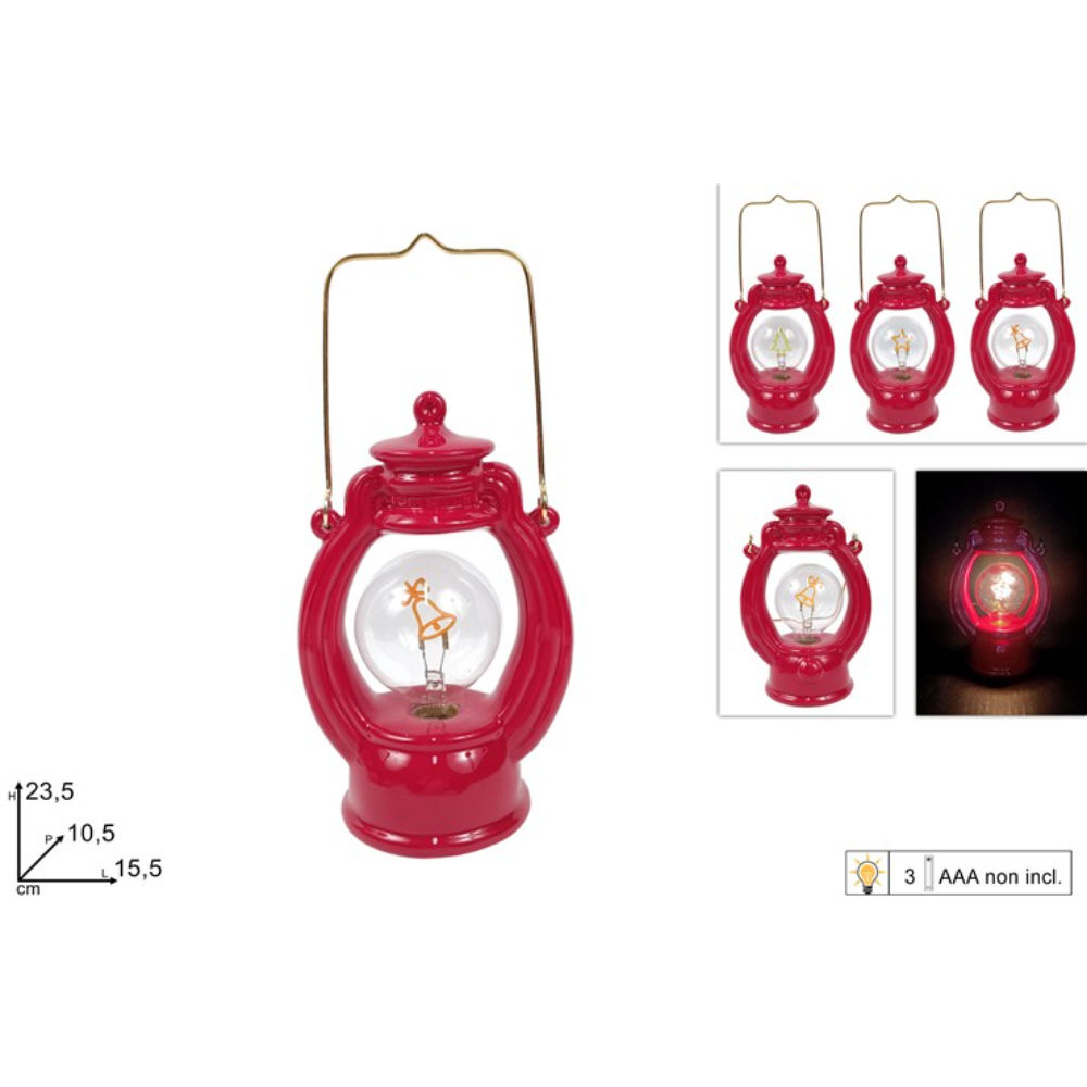 Lanterna in Ceramica con Luce - RossoDue Esse