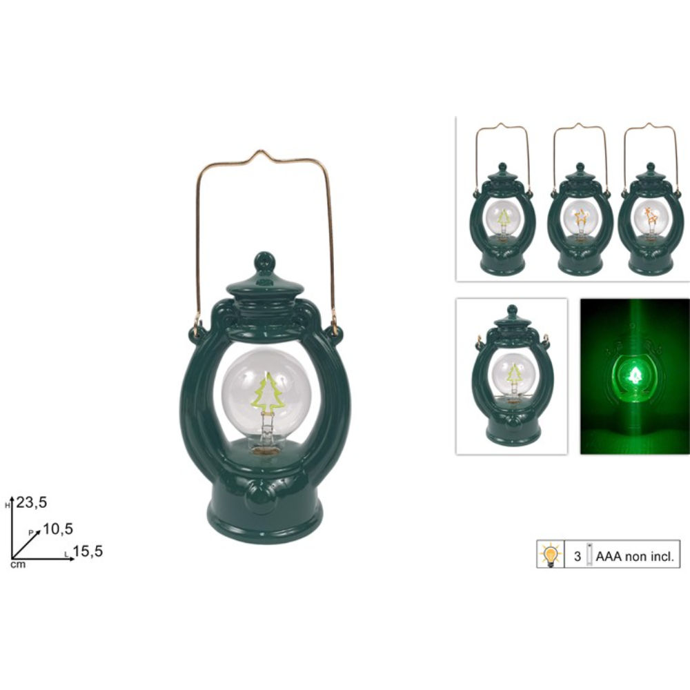 Lanterna in Ceramica con Luce - VerdeDue Esse