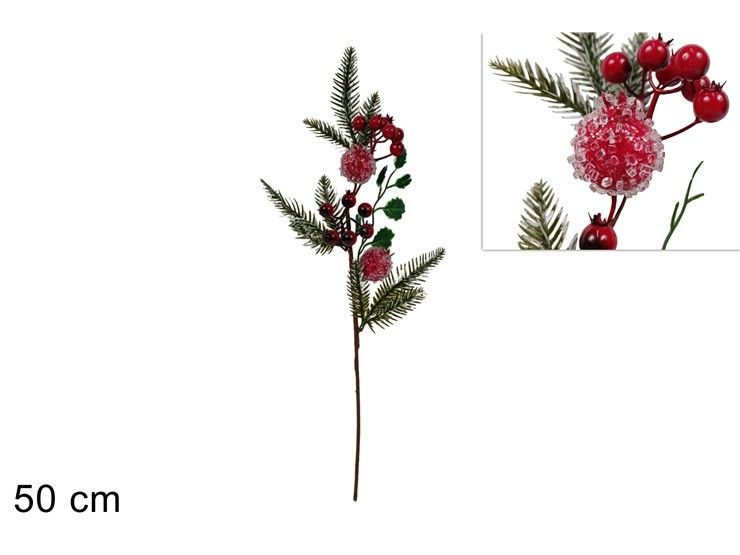 STELO 50CM RAMI IN PVC CON BACCHE INNEVATO TM25-13Due Esse