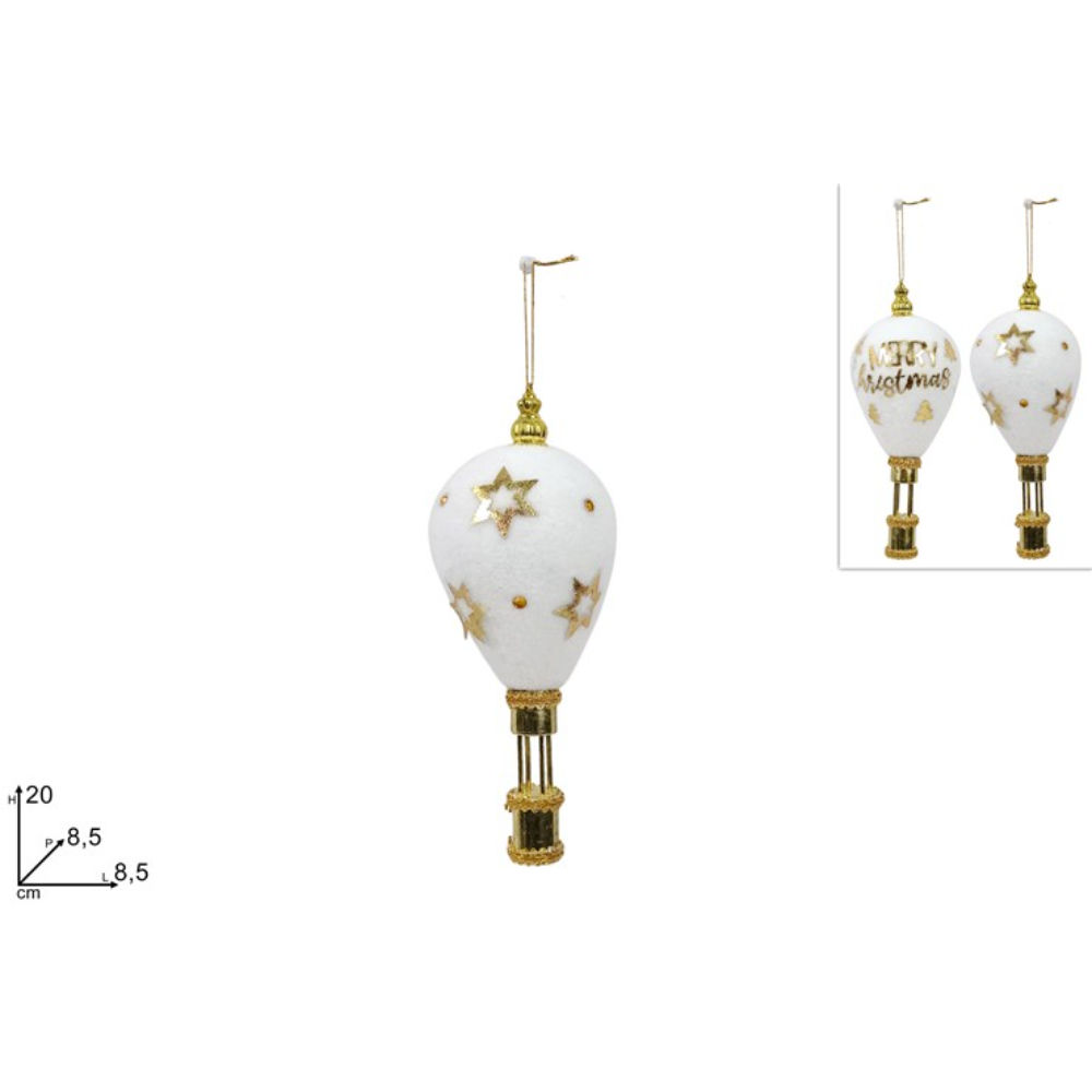 Mongolfiera Floccata Bianco/Oro - 8,5x20cmDue Esse