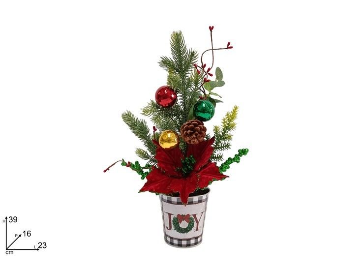 PIANTA C/FIORE NATALIZIO ROSSO C/BACCHE E PALLINE 39CM WA-24Due Esse