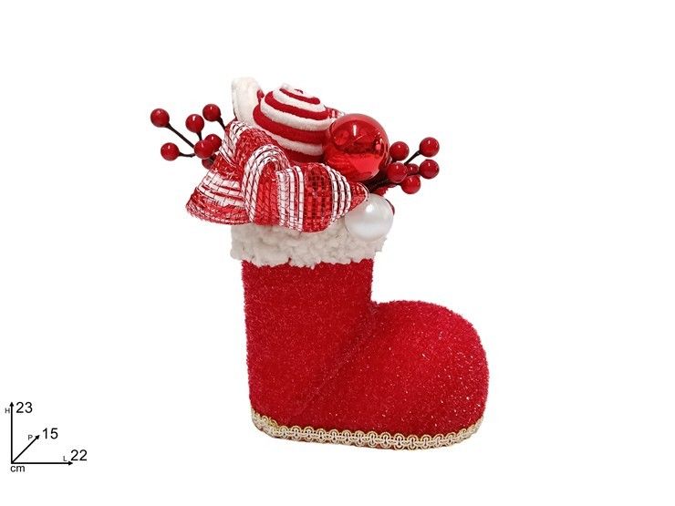 SCARPONE NATALIZIO 23CM ROSSO BIANCO DH242036RED WHITEDue Esse