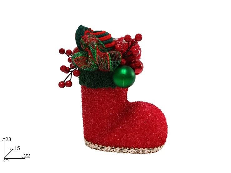 SCARPONE NATALIZIO 23CM ROSSO VERDE DH242036RED GREENDue Esse