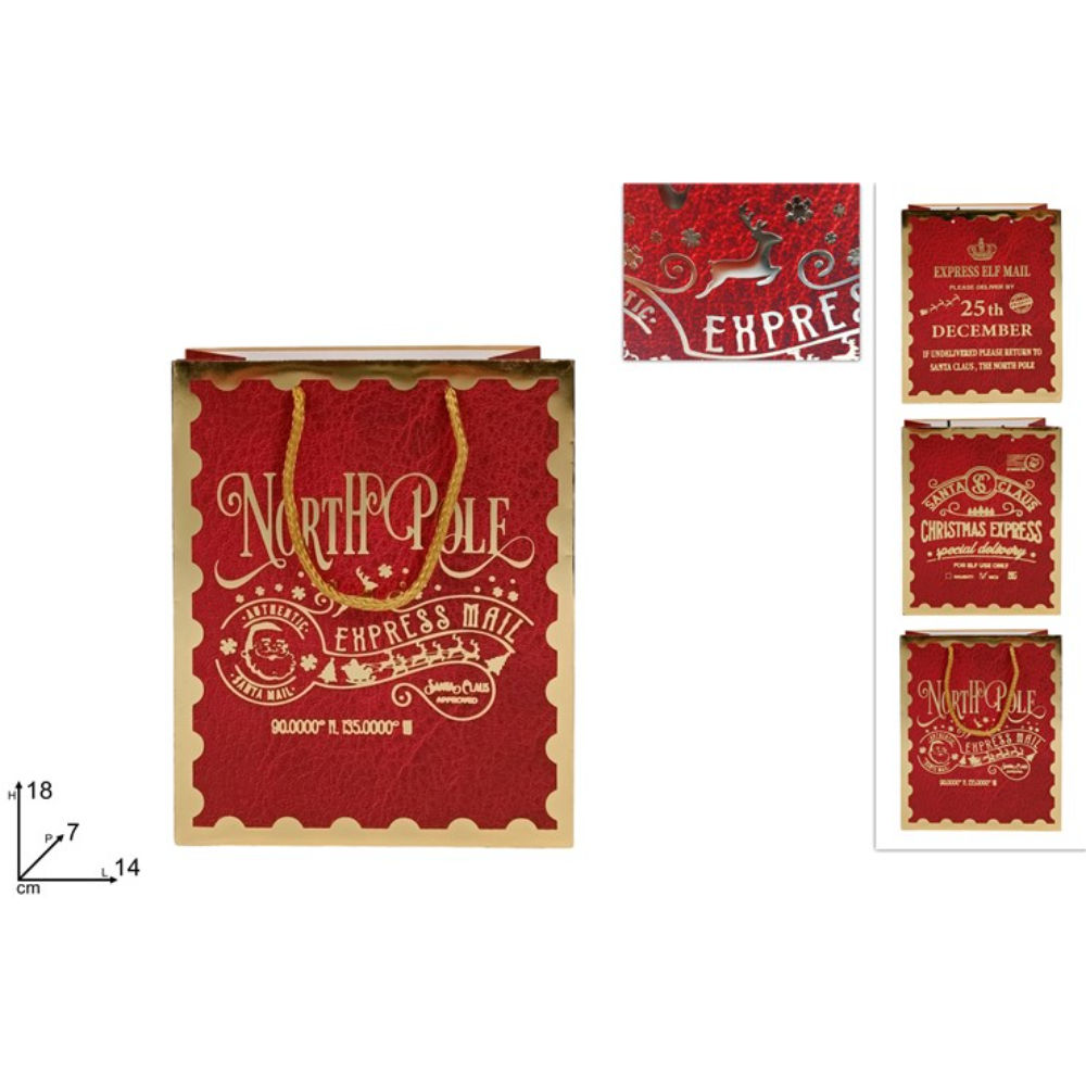 Busta Regalo Natalizio 18x7x14cm - RossoDue Esse