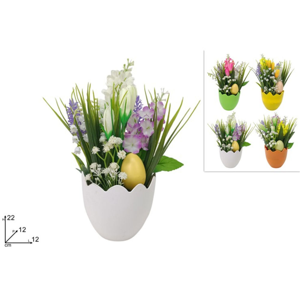 Piantina Uovo con Fiori - 22x12cmDue Esse