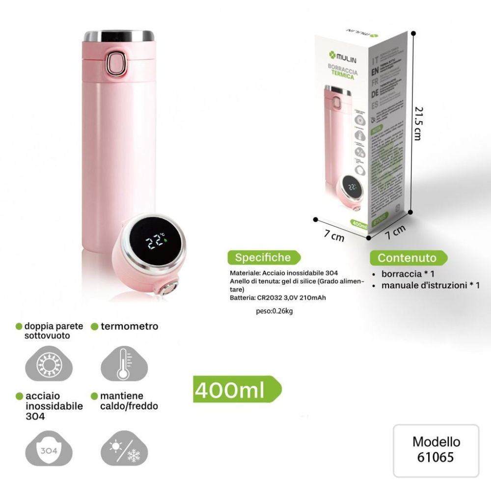 BORRACCIA TERMICA DISPLAY  - ROSA - 400MLMu Lin