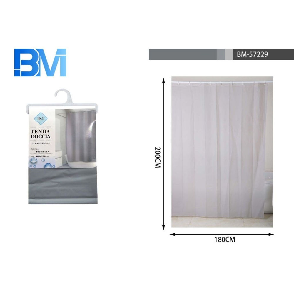 TENDA DA DOCCIA - GRIGIO - 180x200CMBm