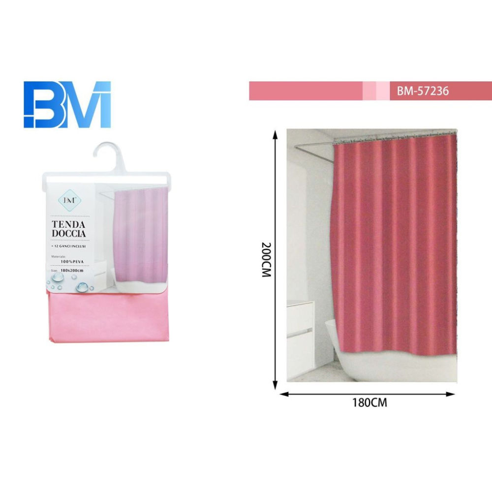 TENDA DA DOCCIA - ROSA - 180x200CMBm