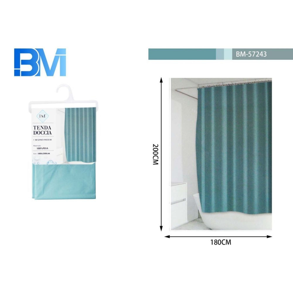 TENDA DA DOCCIA - TURCHESE - 180x200CMBm