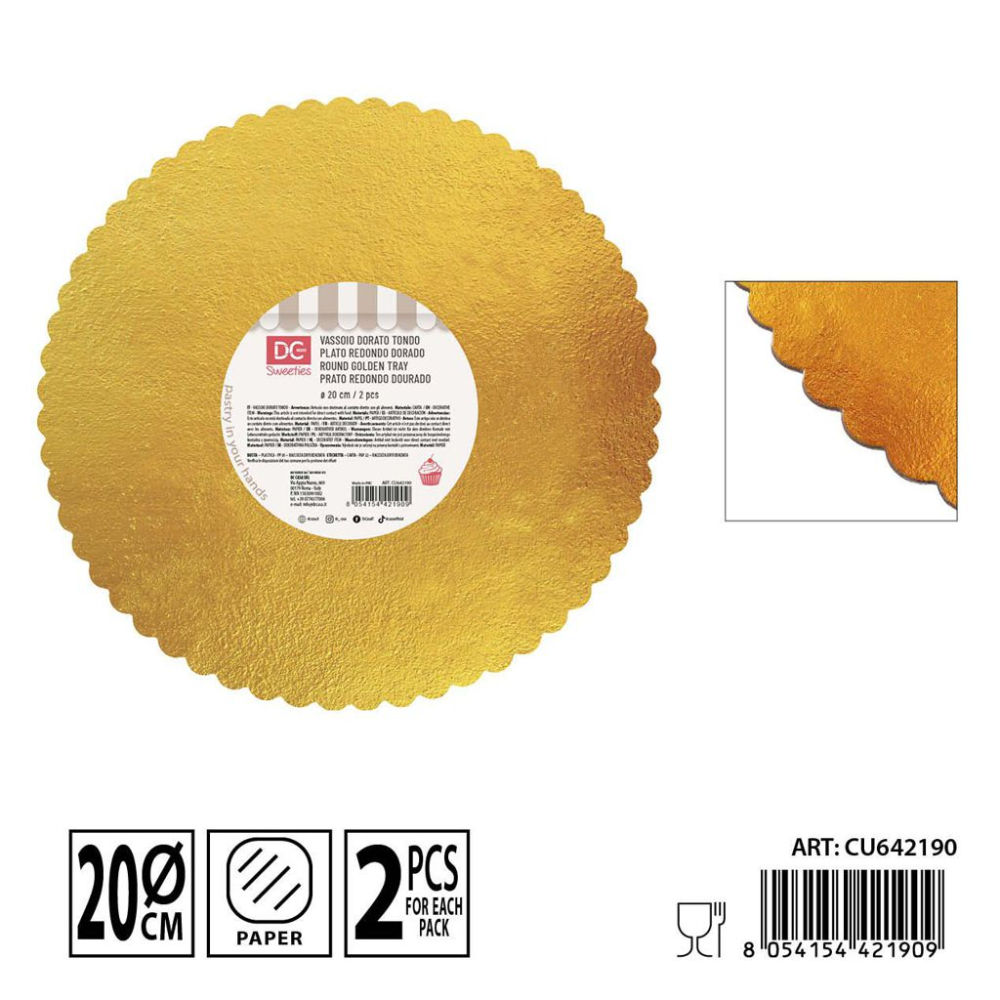 DC CASA SOTTOTORTA DORATO TONDO 20CM 2PZDc Casa