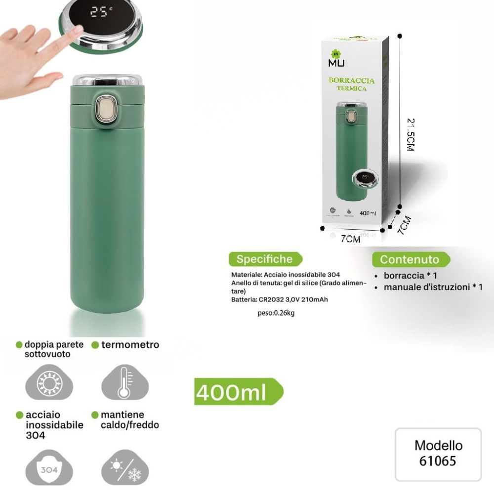 BORRACCIA TERMICA DISPLAY  - VERDE - 400MLMu Lin
