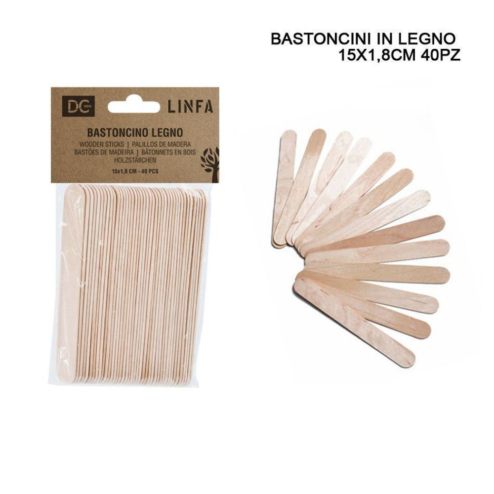 DC CASA BASTONCINO LEGNO 15X1,8CM 40PZDc Casa