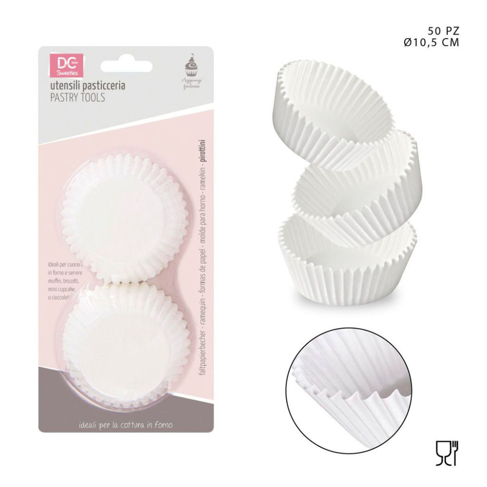 DC CASA PIROTTINO CARTA CUPCAKE 10,5CM 50PZ BIANCODc Casa