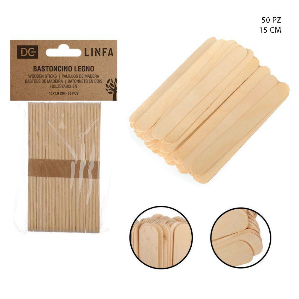 DC CASA BASTONCINO LEGNO 15X1,9CM 50PZDc Casa