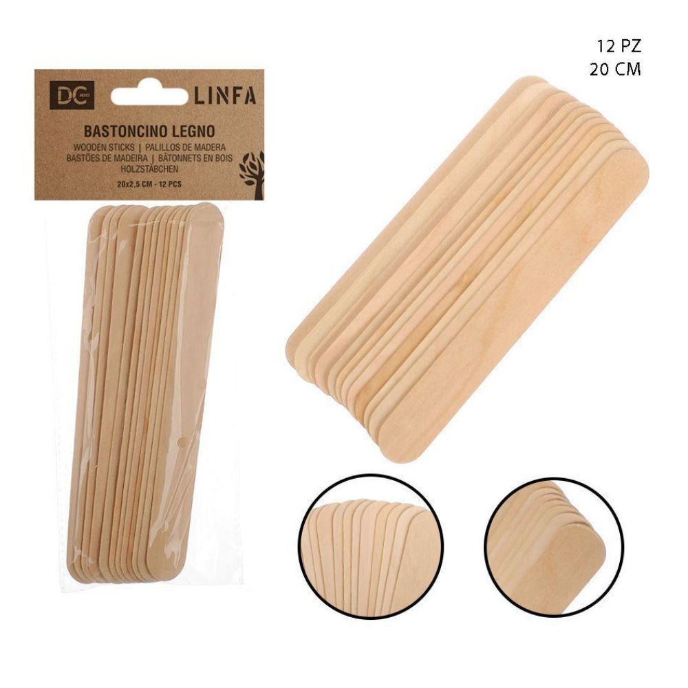 DC CASA BASTONCINO LEGNO 20X2,5CM 12PZDc Casa