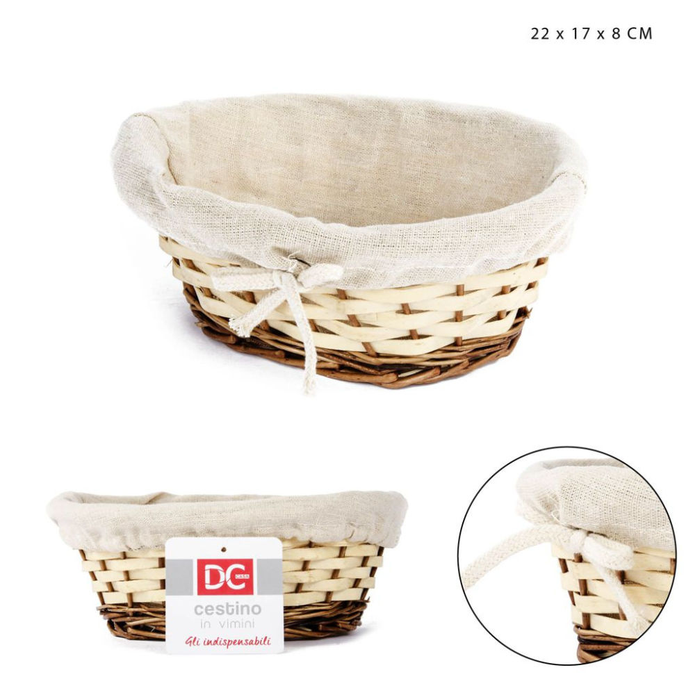 DC CASA CESTINO VIMINI FODERATO OVALE 22X17XH8CMDc Casa