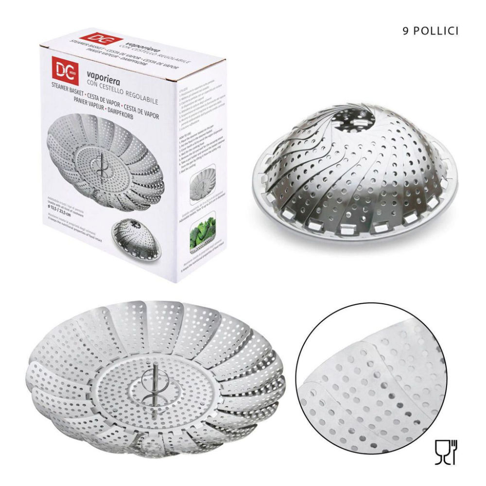 DC CASA VAPORIERA ACCIAIO 13,5X5,8CM-23,5X6,5CMDc Casa