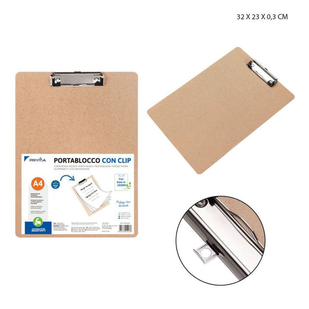 PRYMA PORTABLOCCO IN LEGNO CON CLIP A4Pryma