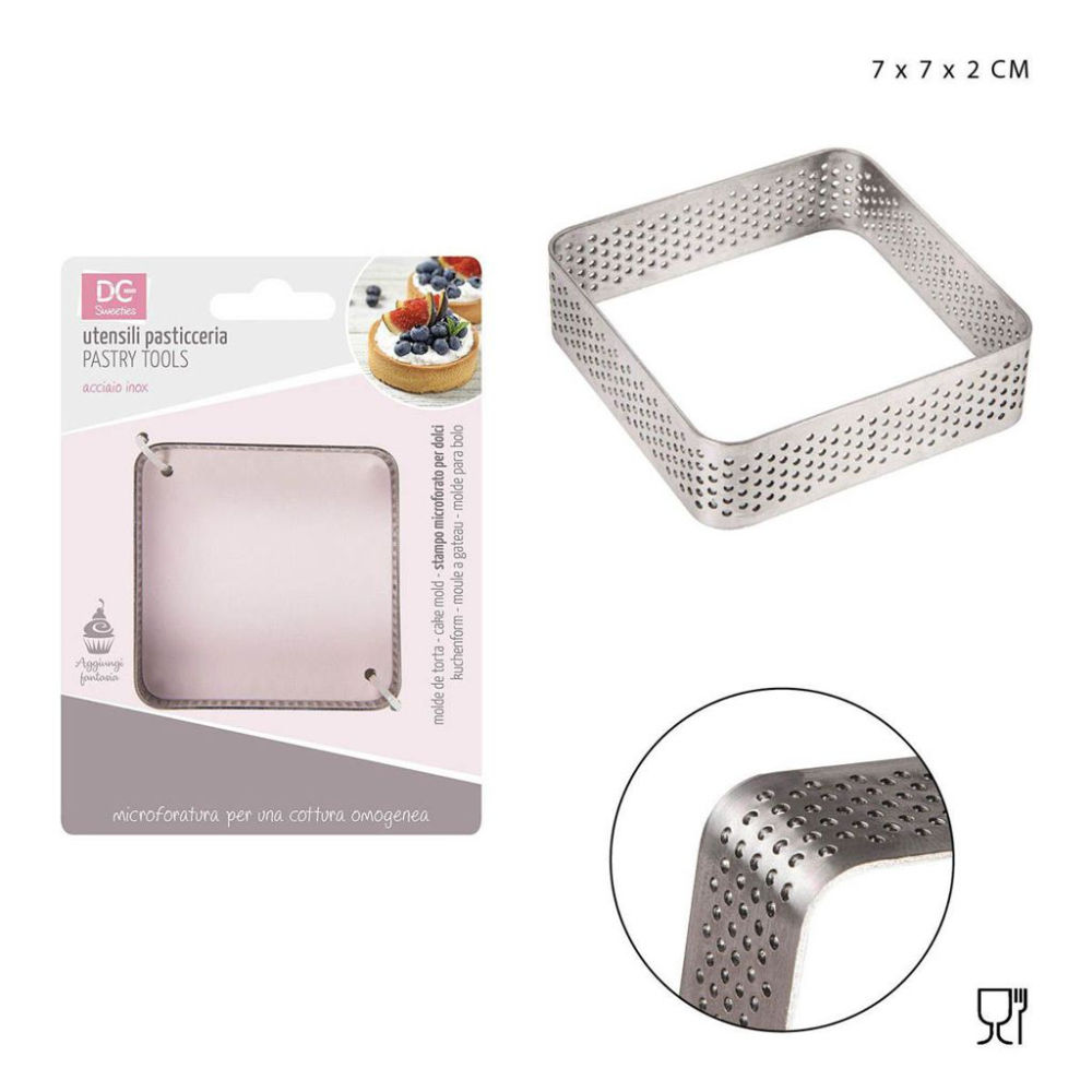 DC CASA STAMPO MICROFORATO INOX QUADR, 7X7X2CMDc Casa