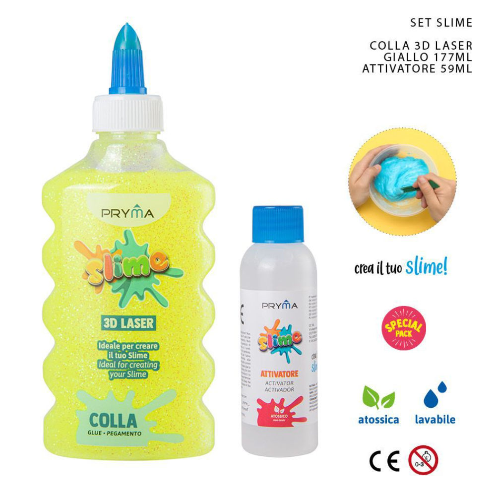 PRYMA KIT DIY SLIME - COLLA 3D LASER GIALLOPryma