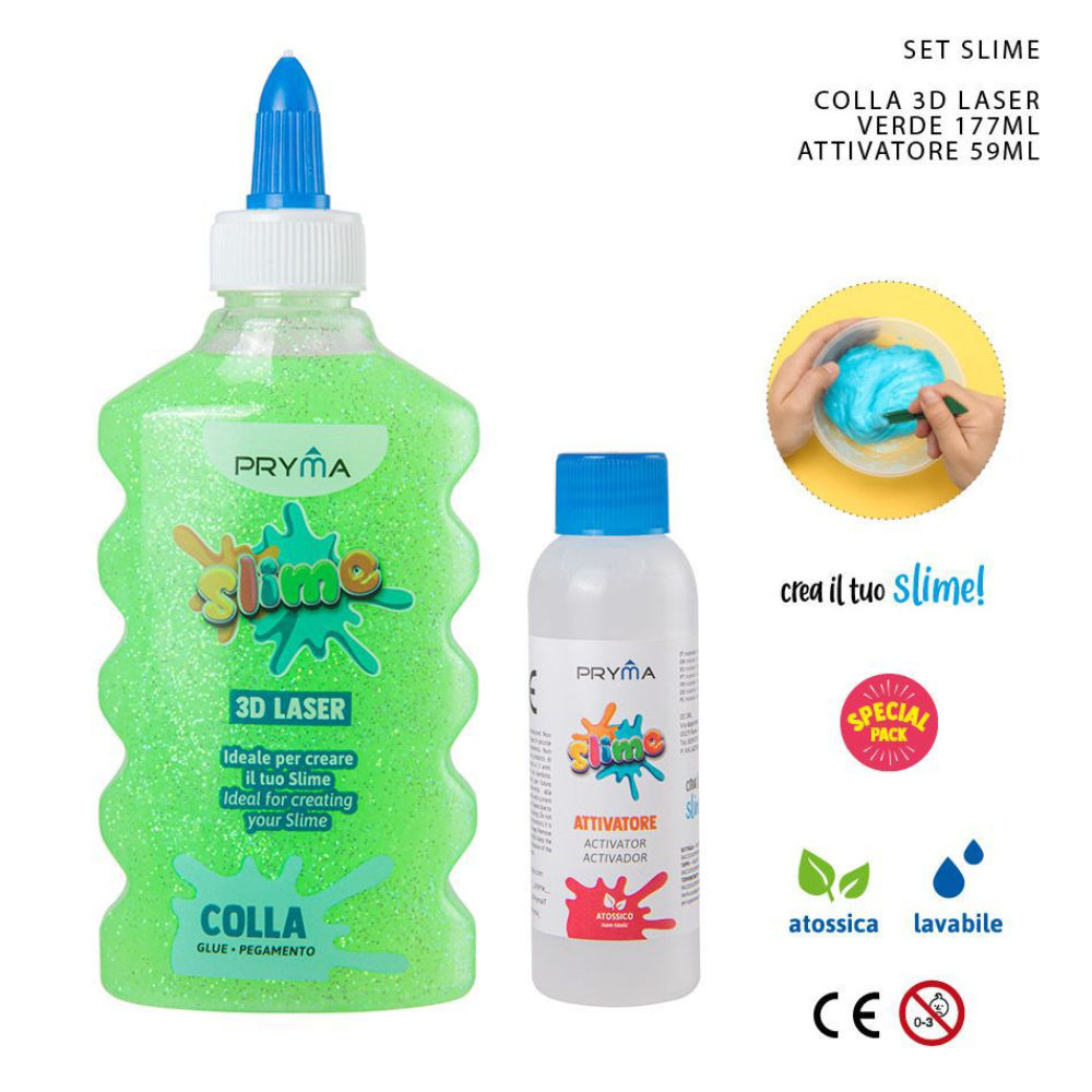 PRYMA SET SLIME COLLA3D ATTIVAT.59ML LASER VERDEPryma