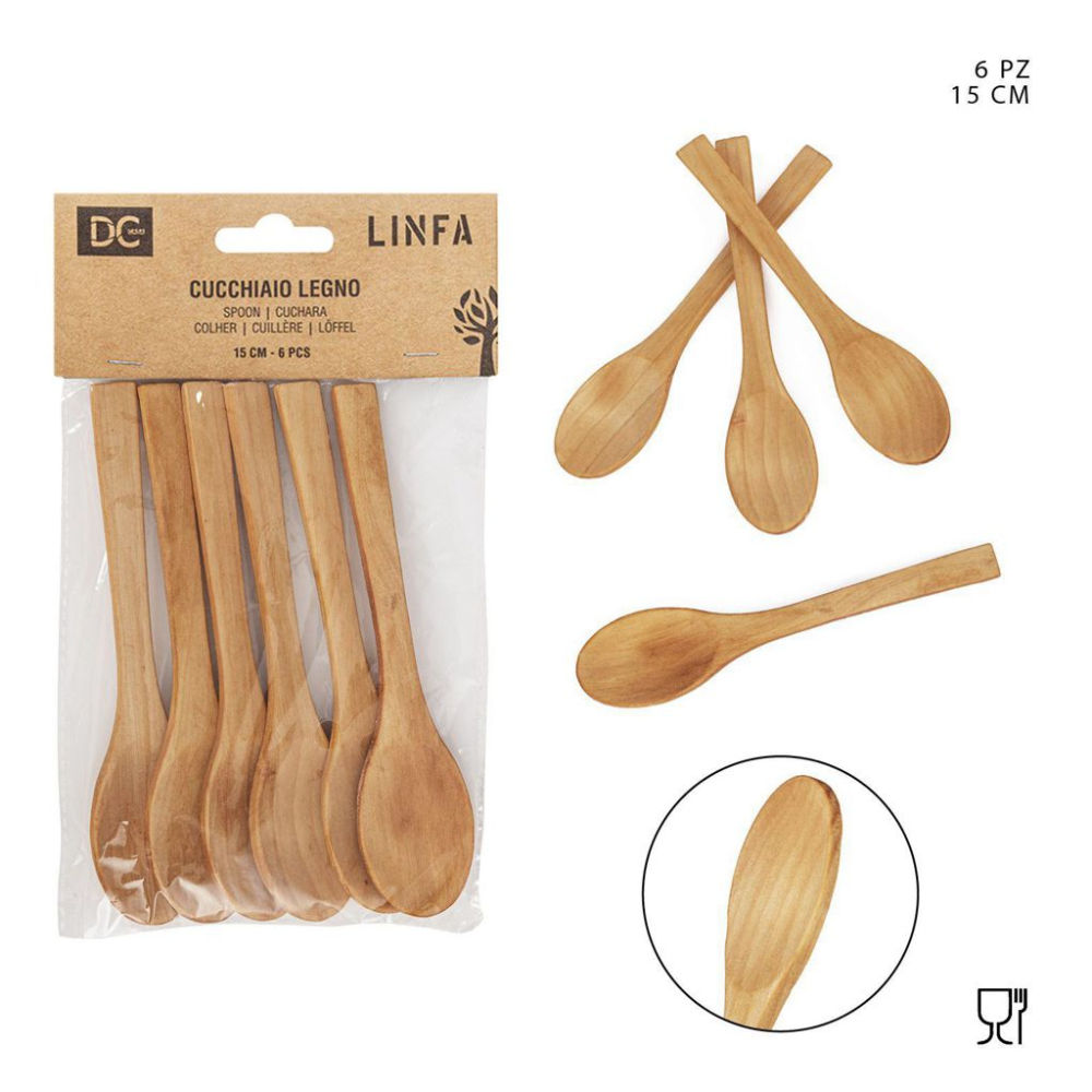 DC CASA CUCCHIAIO LEGNO 15CM 6PZDc Casa