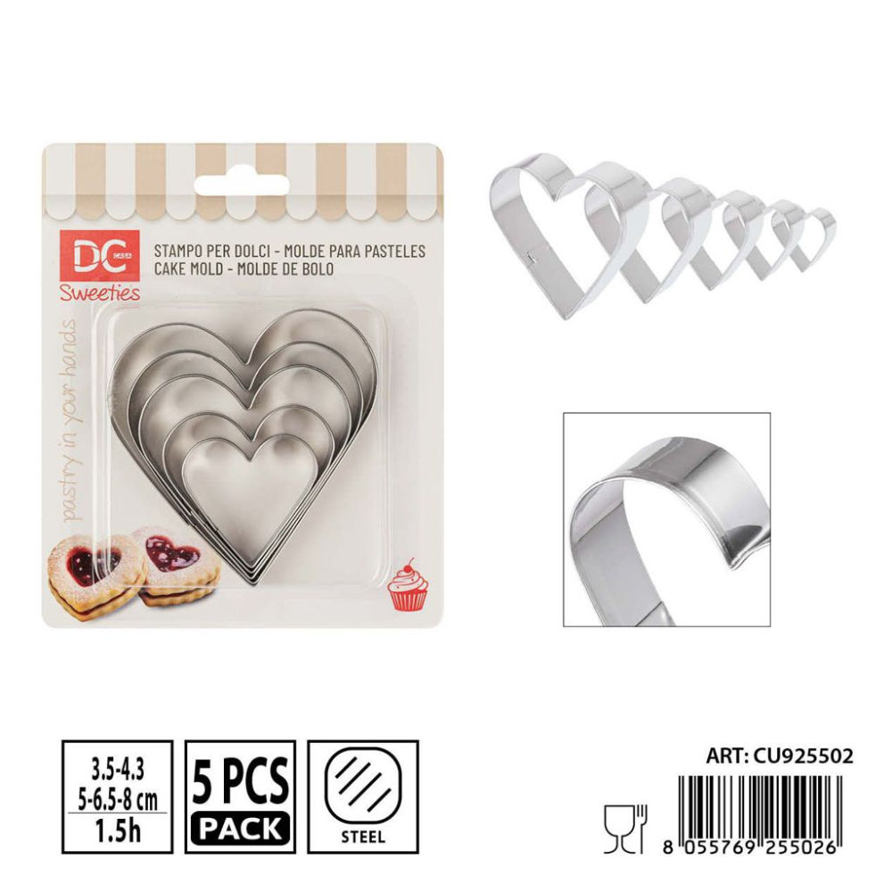 DC CASA STAMPO DOLCI CUORE 4-5-6,5-7-8CM 5PZDc Casa