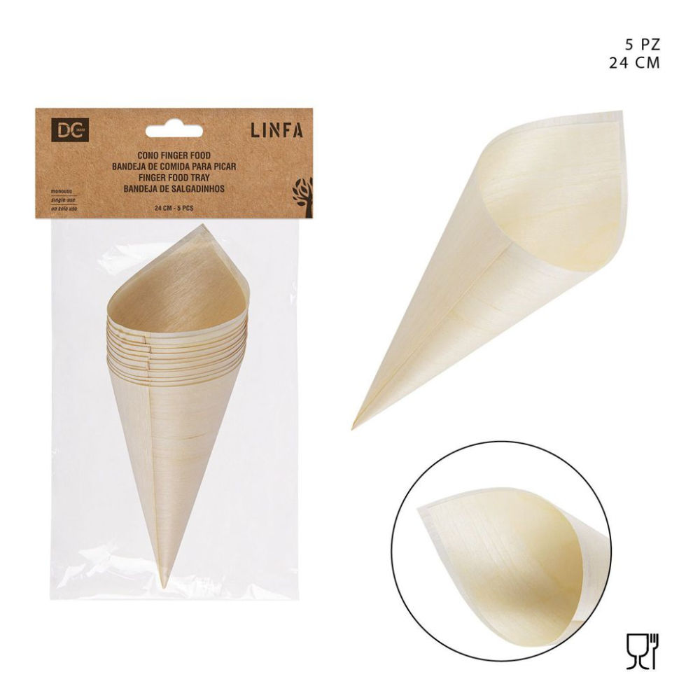 DC CASA CONO LEGNO FINGER FOOD 24CM 5PZDc Casa