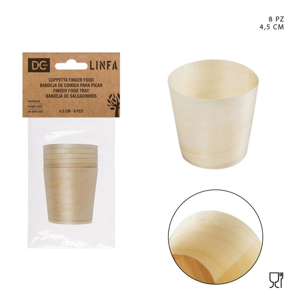 DC CASA COPPETTA LEGNO FINGER FOOD 4,5CM 8PZDc Casa