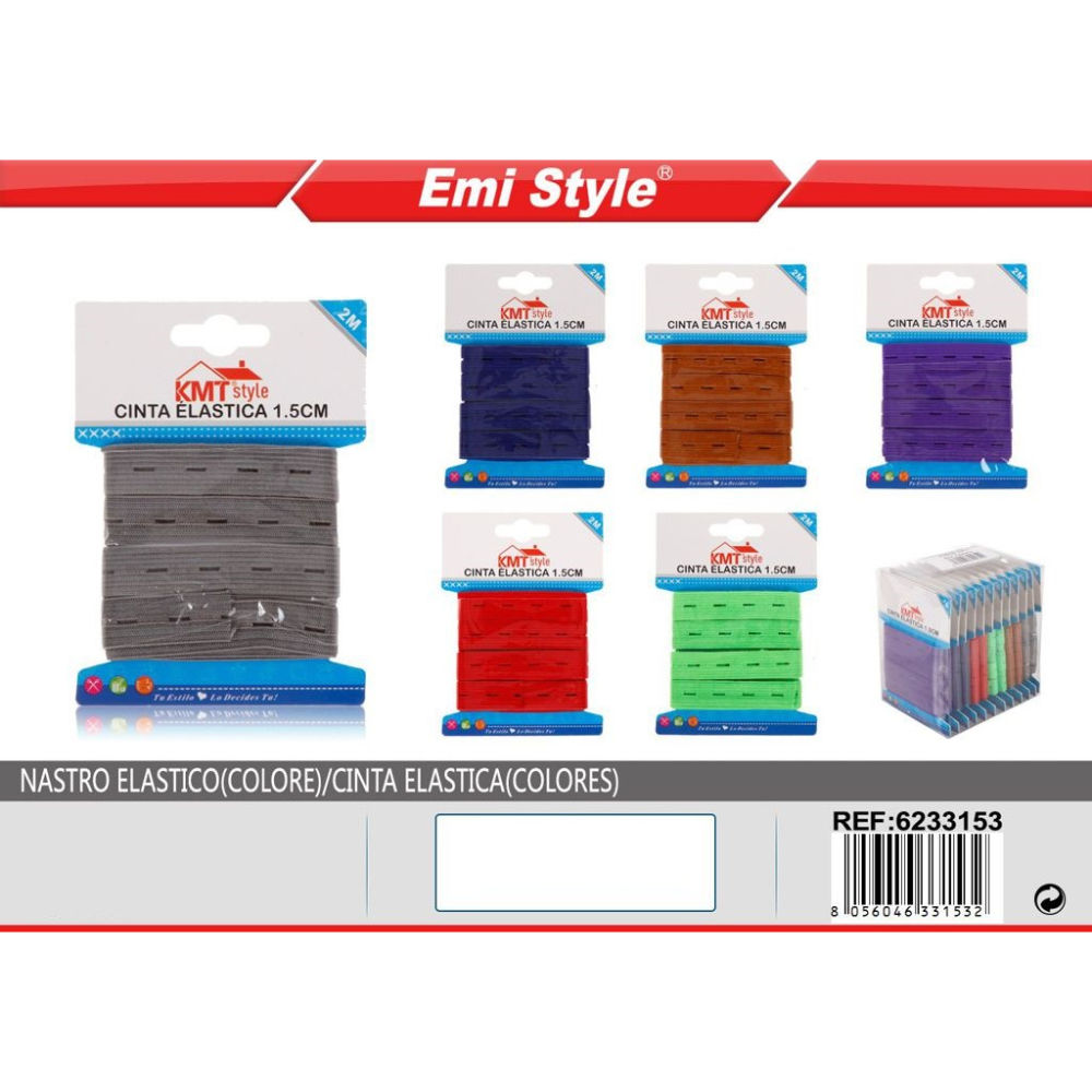 Emi Nastro Elastico Forato 15mm/2m - AssortitiEmi