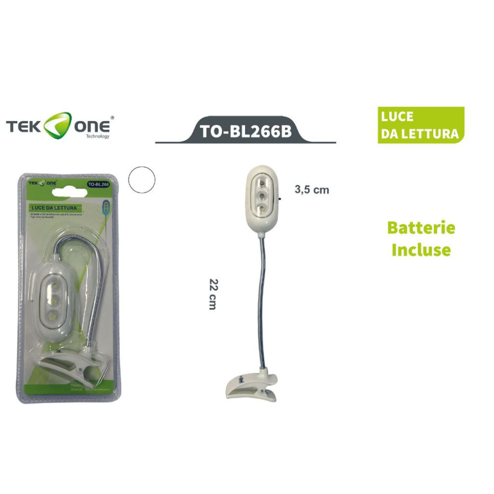 LUCE LED DA LETTURA CON CLIP - 22CMTek One Tecnology
