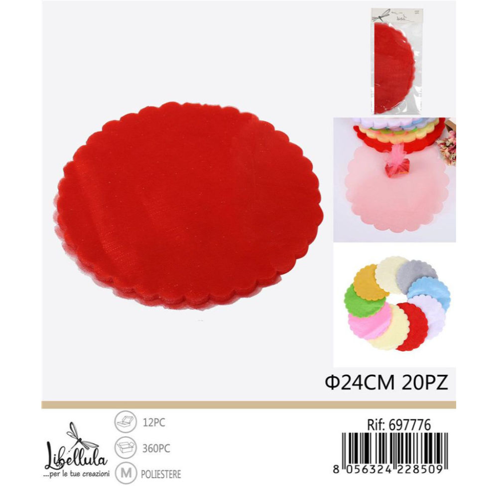 Disco Tulle Ø24cm - Rosso 20pzGev