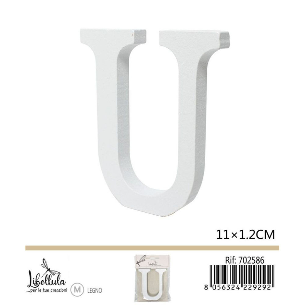 LETTERA "U" IN LEGNO - 11x1,2CM - 1PZGev