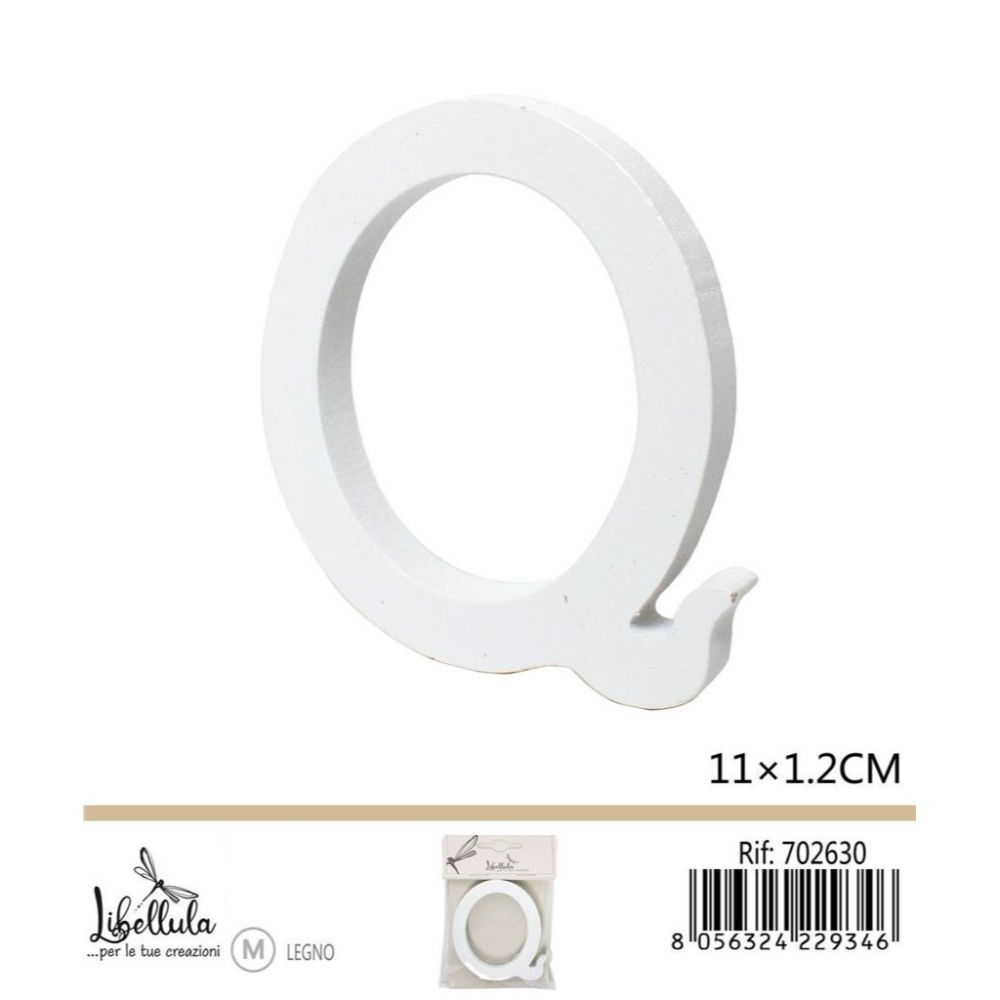LETTERA "Q" IN LEGNO - 11x1,2CM - 1PZGev