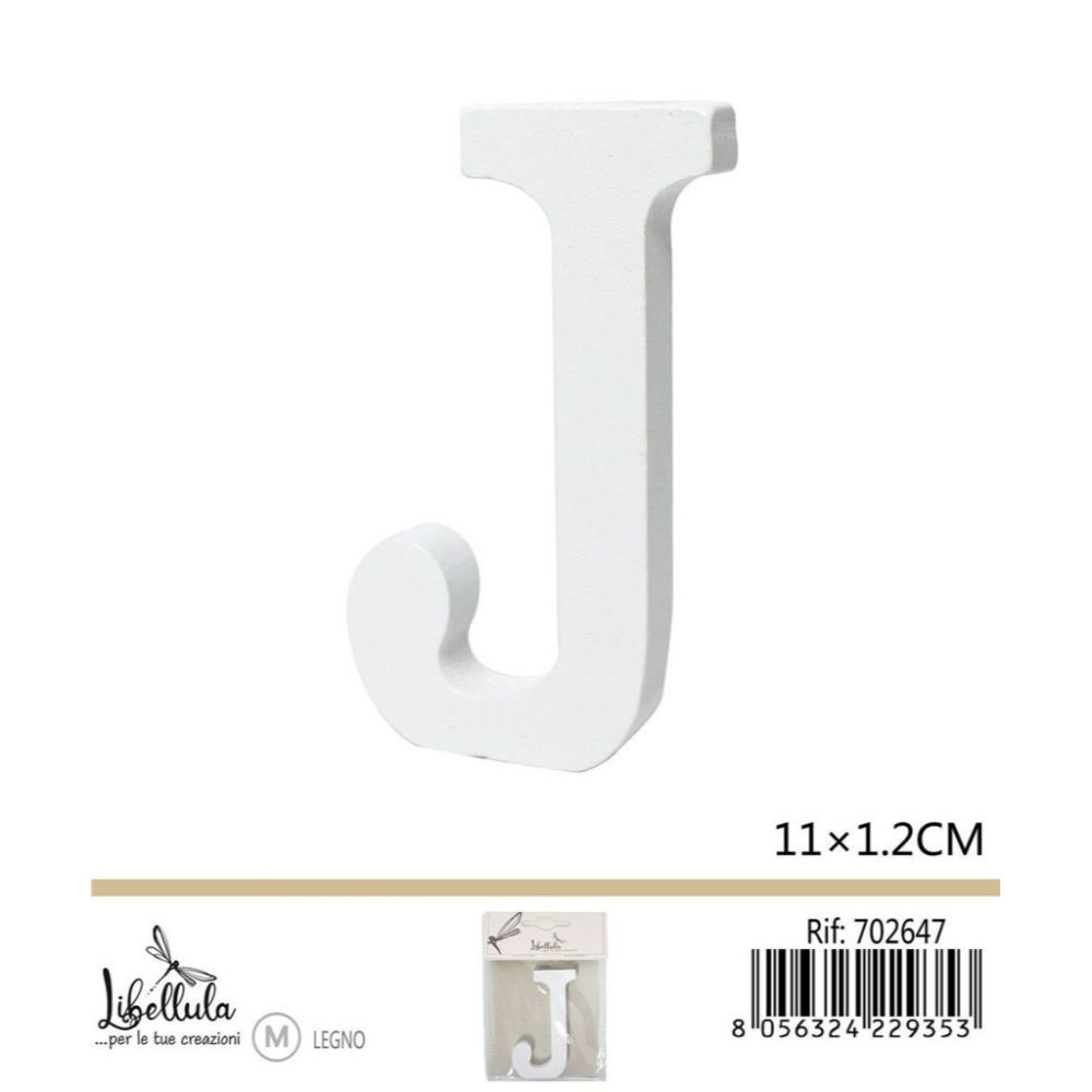 LETTERA "J" IN LEGNO - 11x1,2CM - 1PZGev