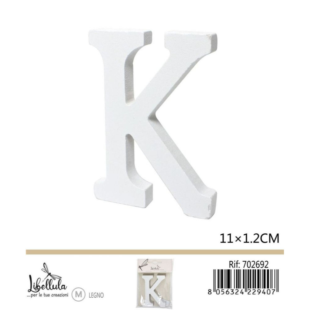 LETTERA "K" IN LEGNO - 11x1,2CM - 1PZGev