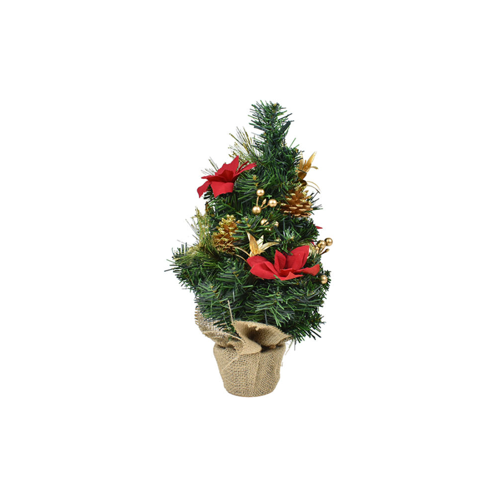 Albero Natale Verde 45cm - Decorato Rosso/OroNataluna