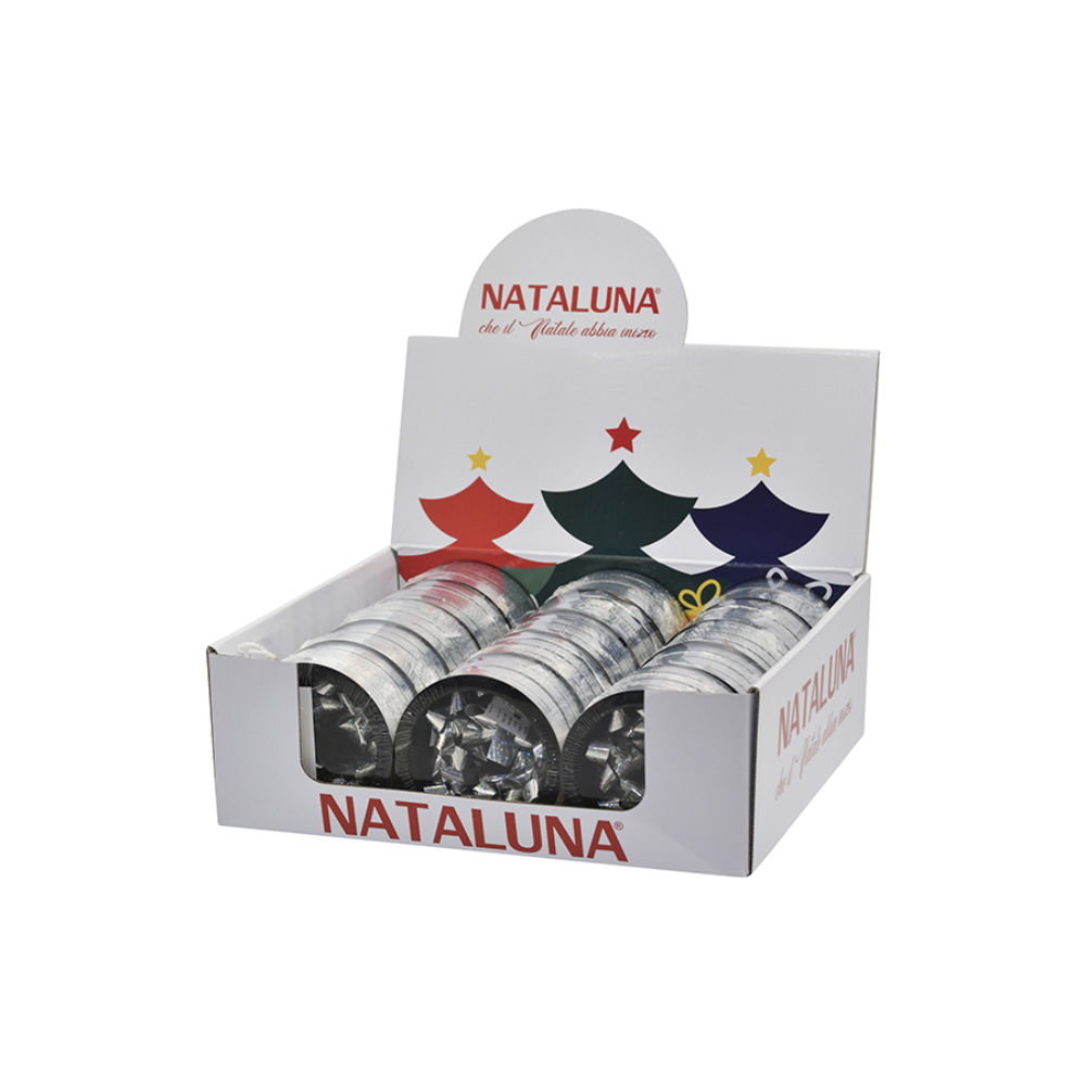 Set Nastro Regalo 3cmX10m + 4 Fiocchi - ArgentoNataluna