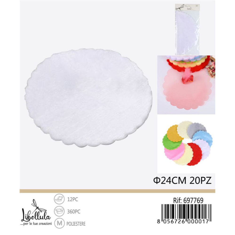 Disco Tulle Ø24cm - Bianco 20pzGev