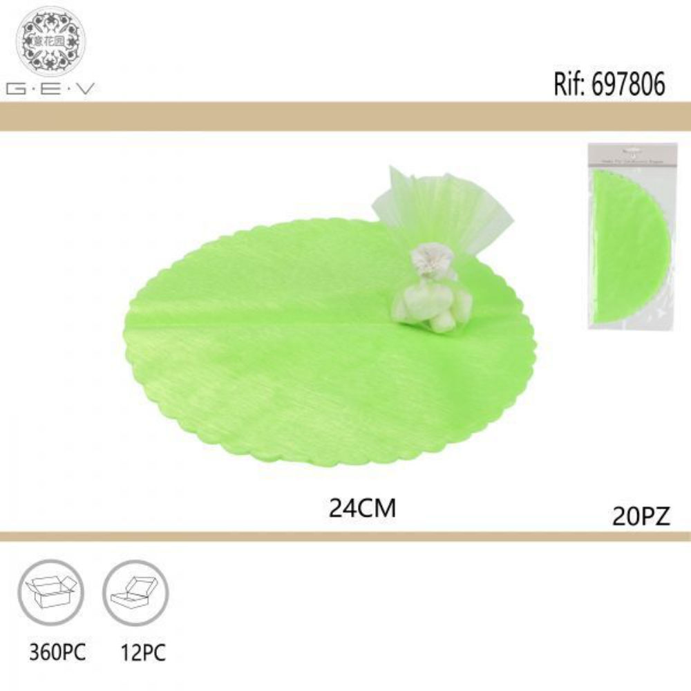 Disco Tulle Ø24cm - Verde 20pzGev