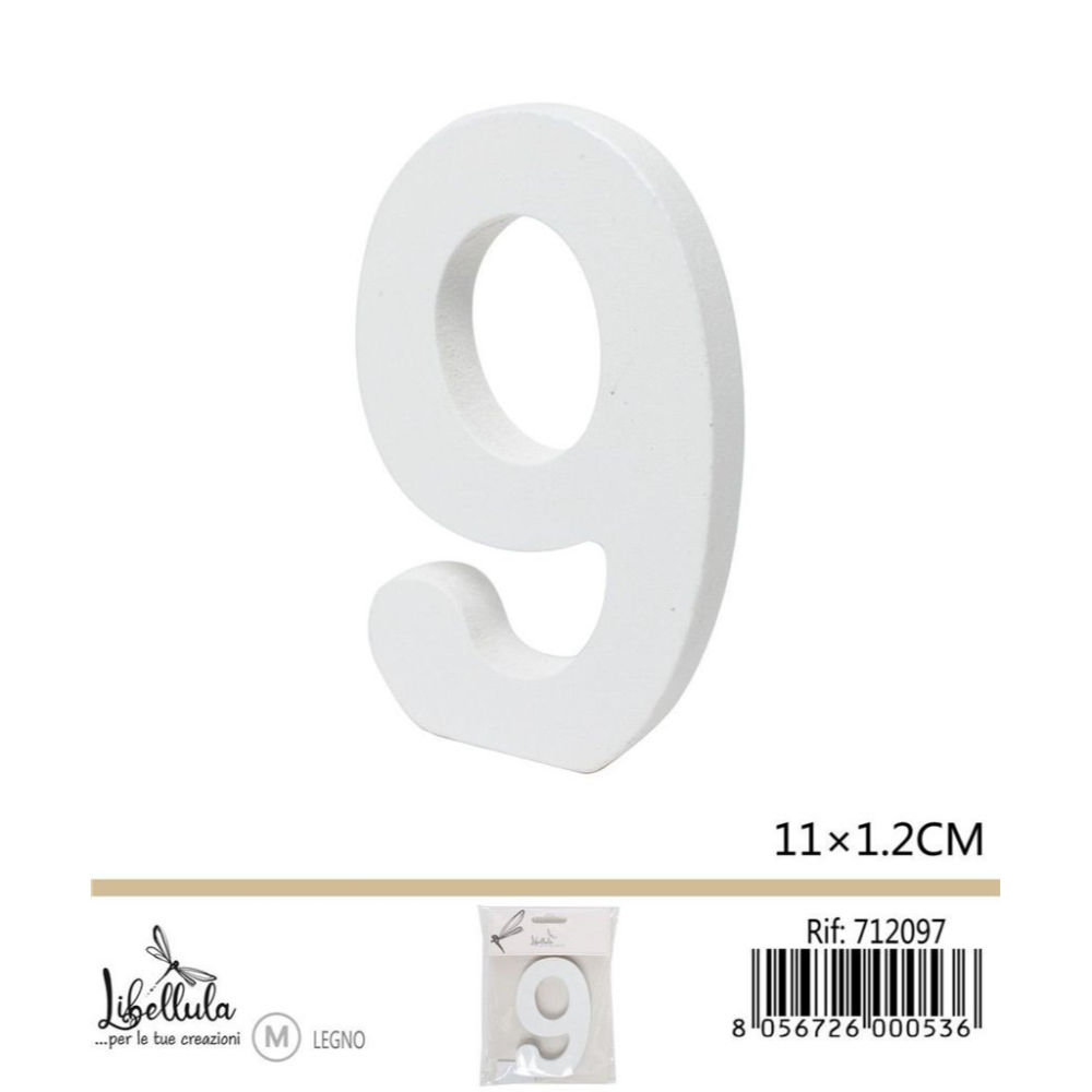 NUMERO "9" IN LEGNO - 11x1,2CMGev
